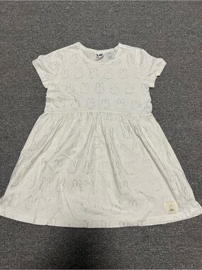 miffy White Short-Sleeve Bunny Print Dress